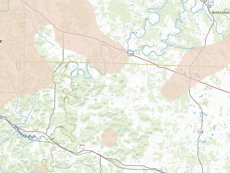 Radar-estimated hail-size map of the storm over Depauw, IN on Apr 27, 2026