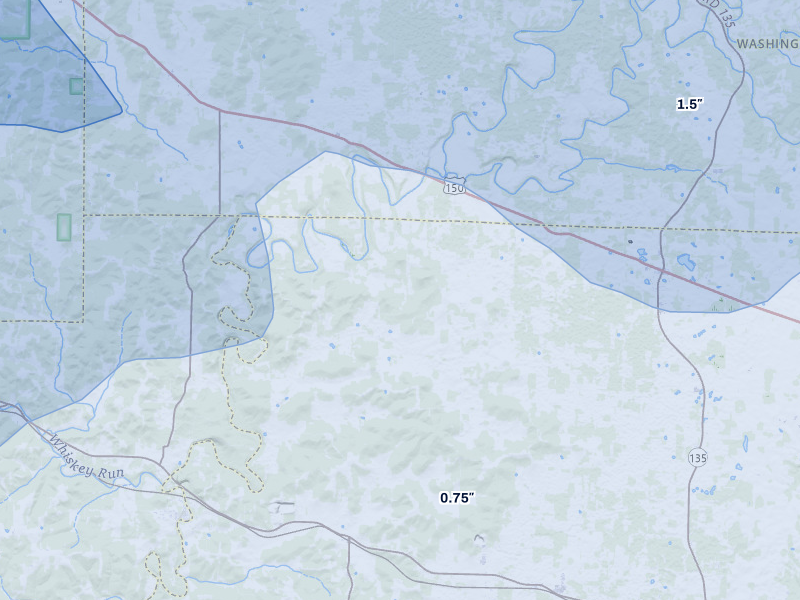 NEXRAD radar-signature map of the hail over Depauw, IN