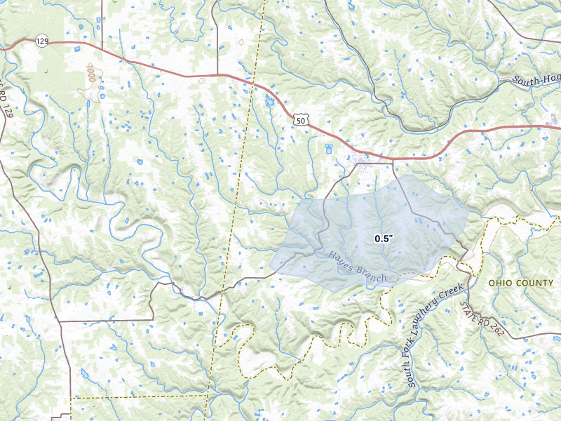 NEXRAD radar-signature map of the hail storm over Dillsboro, IN on Apr 1, 2026