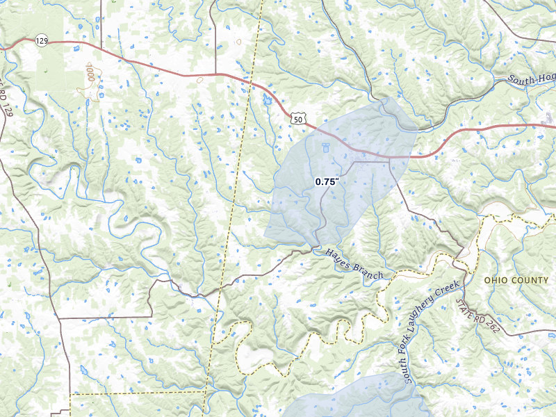 NEXRAD radar-signature map of the hail storm over Dillsboro, IN on May 16, 2026