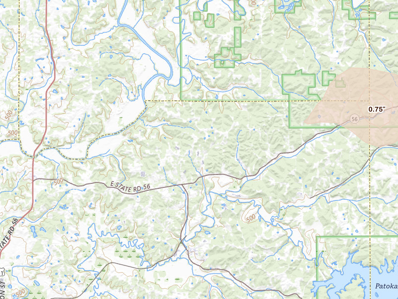 Radar-estimated hail-size map of the storm over Dubois, IN on Apr 1, 2026