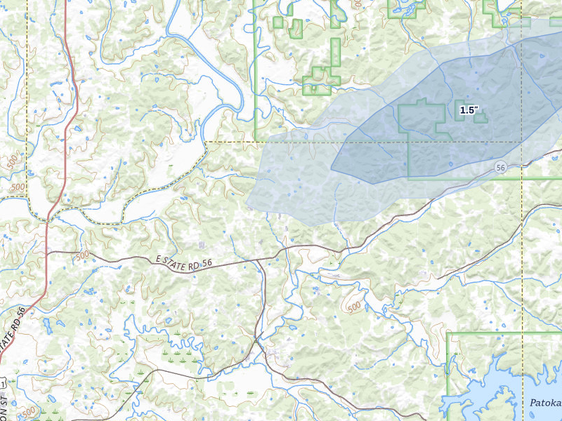 NEXRAD radar-signature map of the hail storm over Dubois, IN on Apr 1, 2026