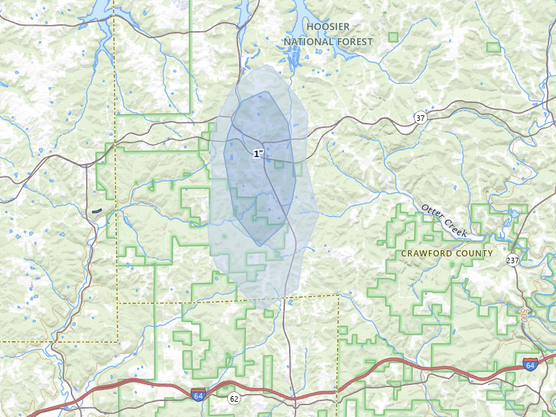 NEXRAD radar-signature map of the hail storm over Eckerty, IN on Apr 1, 2026