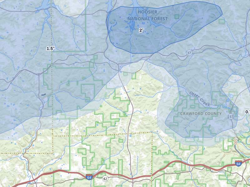 NEXRAD radar-signature map of the hail storm over Eckerty, IN on Apr 27, 2026