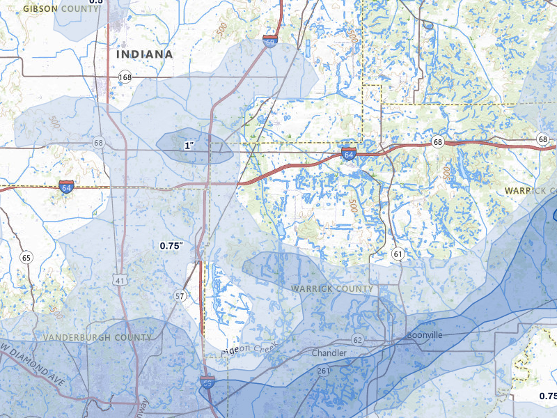 NEXRAD radar-signature map of the hail storm over Elberfeld, IN on Apr 27, 2026