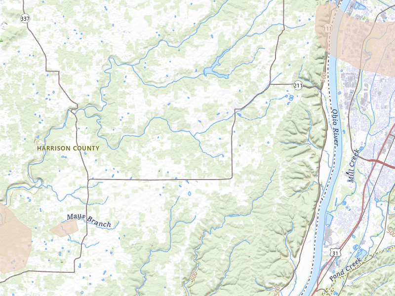Radar-estimated hail-size map of the storm over Elizabeth, IN on Jul 21, 2026