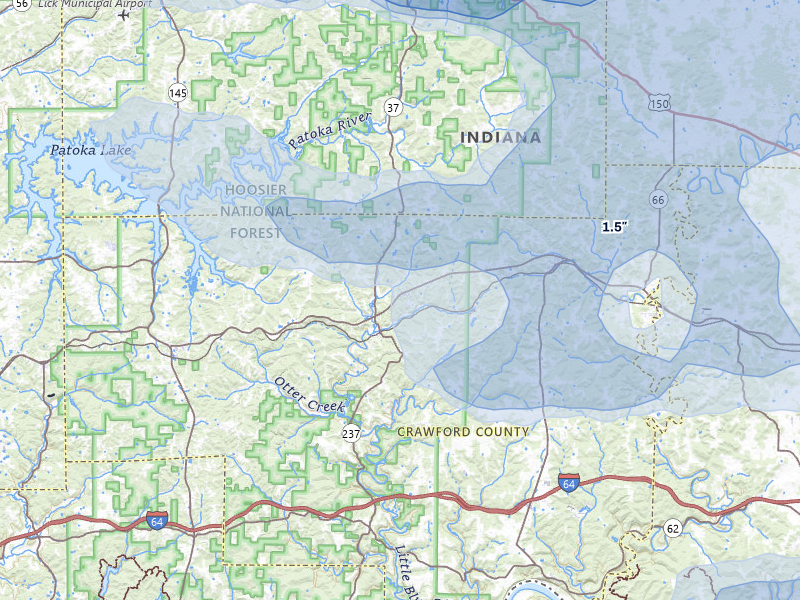 NEXRAD radar-signature map of the hail storm over English, IN on Mar 22, 2026