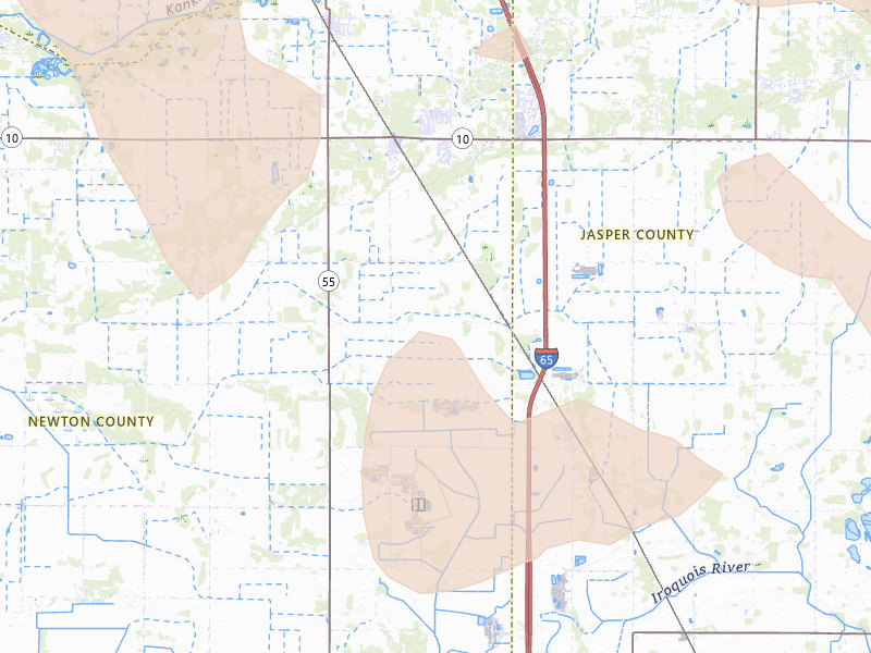 Radar-estimated hail-size map of the storm over Fair Oaks, IN on Aug 11, 2026