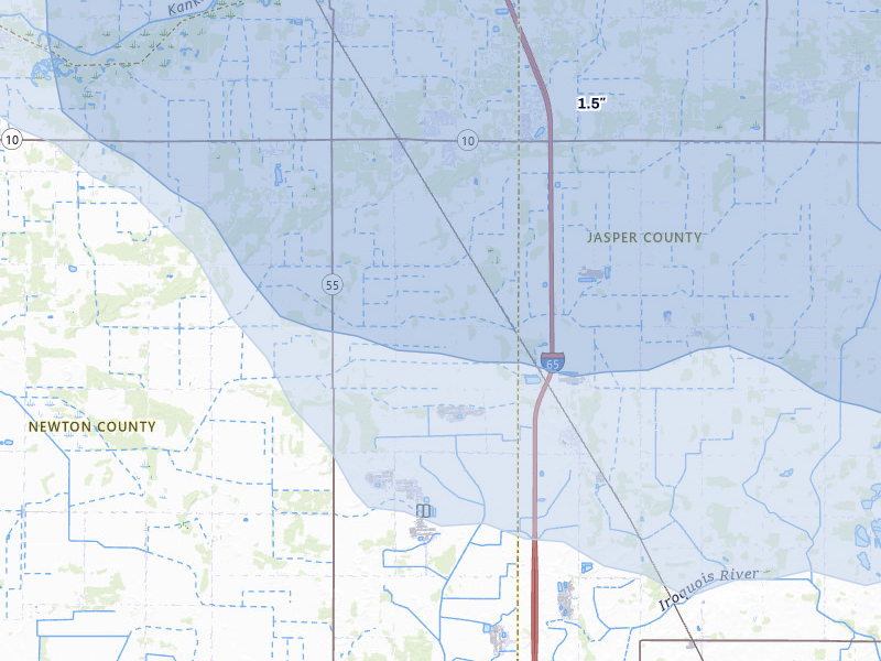 NEXRAD radar-signature map of the hail storm over Fair Oaks, IN on Aug 11, 2026