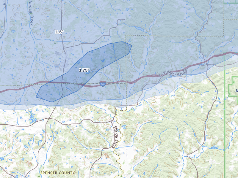 NEXRAD radar-signature map of the hail storm over Ferdinand, IN on May 16, 2026