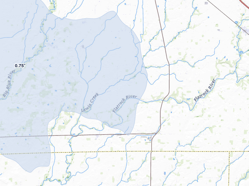 NEXRAD radar-signature map of the hail storm over Flat Rock, IN on Mar 22, 2026