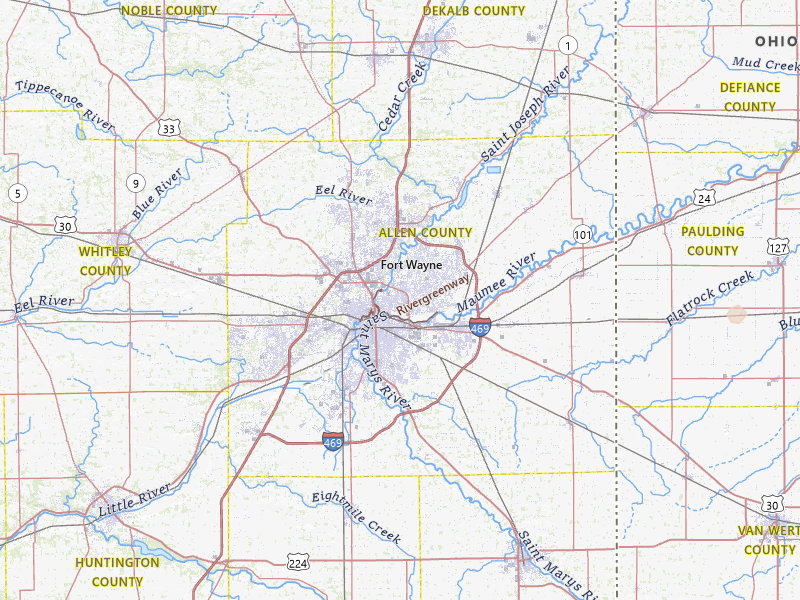 Radar-estimated hail-size map of the storm over Fort Wayne, IN on Apr 13, 2026