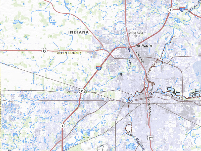 NEXRAD radar-signature map of the hail over Fort Wayne, IN