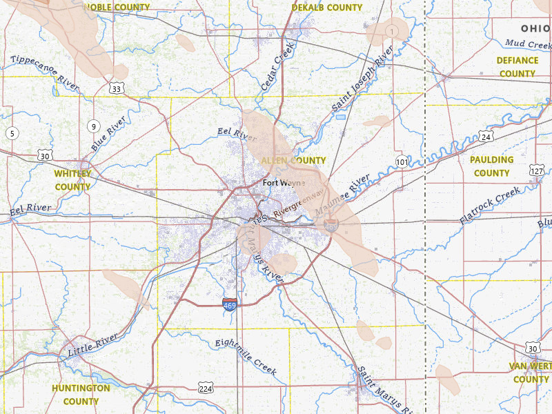Radar-estimated hail-size map of the storm over Fort Wayne, IN on Sep 4, 2026