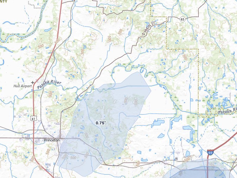 NEXRAD radar-signature map of the hail storm over Francisco, IN on Jul 3, 2026