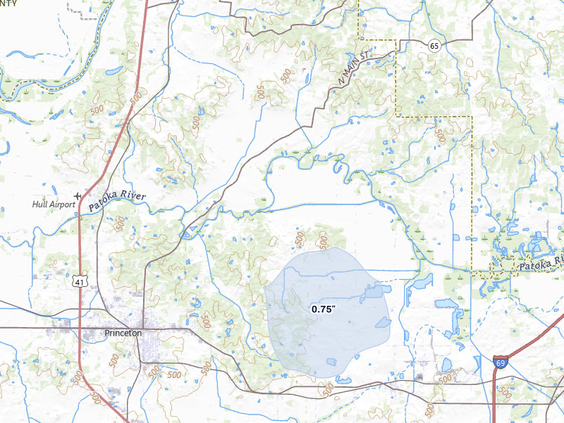 NEXRAD radar-signature map of the hail storm over Francisco, IN on Jul 8, 2026