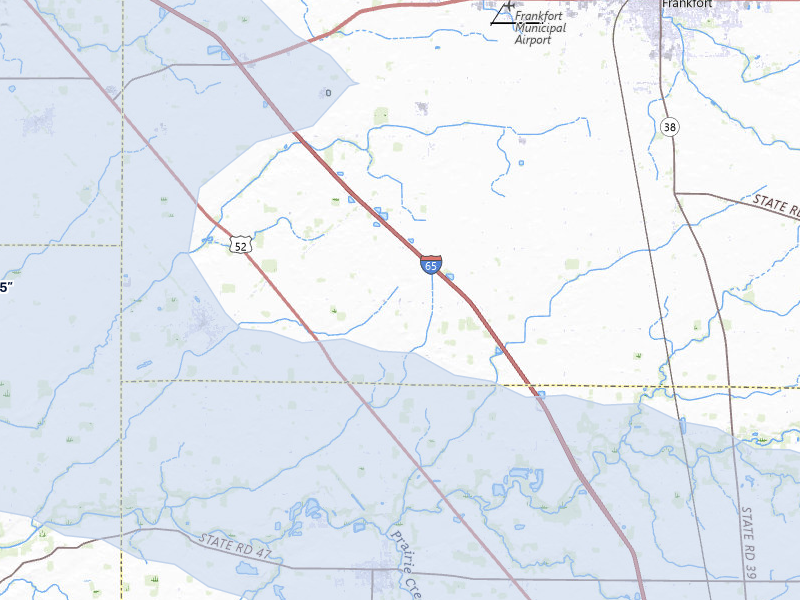 NEXRAD radar-signature map of the hail over Frankfort, IN