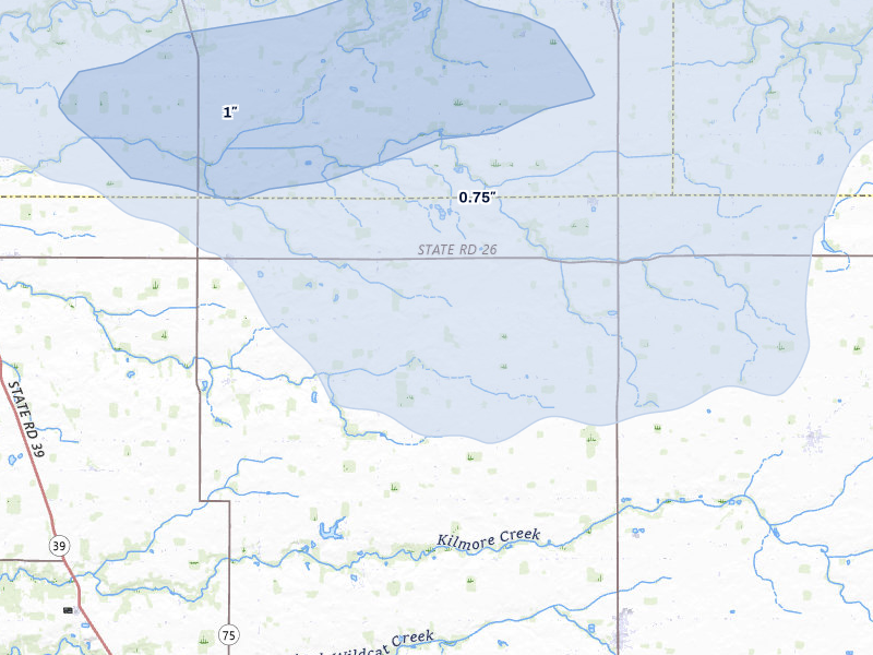 NEXRAD radar-signature map of the hail storm over Frankfort, IN on Jun 6, 2026