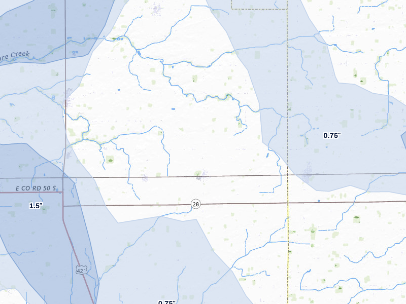 NEXRAD radar-signature map of the hail storm over Frankfort, IN on Aug 11, 2026