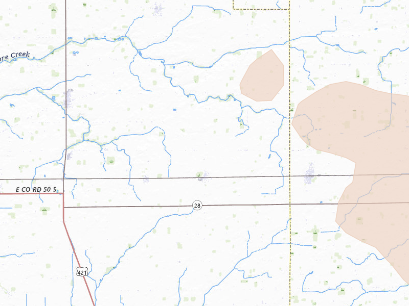 Radar-estimated hail-size map of the storm over Frankfort, IN on Aug 13, 2026