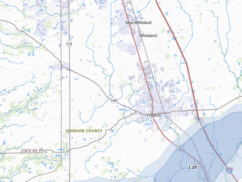 NEXRAD radar-signature map of the hail storm over Franklin, IN on Aug 7, 2026