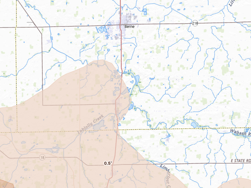 Radar-estimated hail-size map of the storm over Geneva, IN
