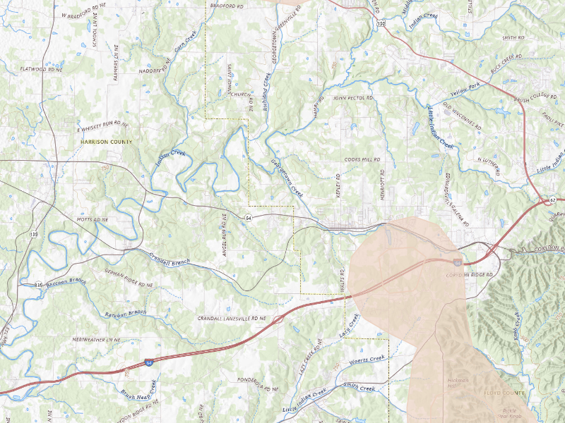 Radar-estimated hail-size map of the storm over Georgetown, IN