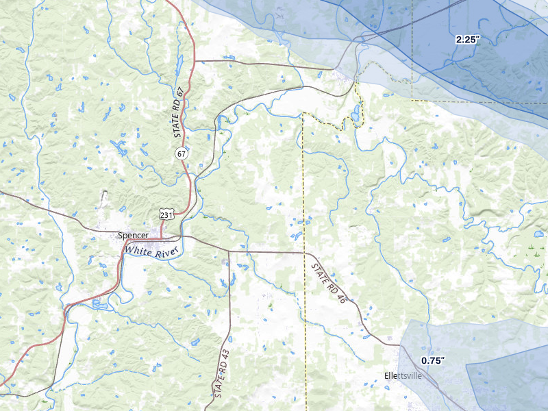 NEXRAD radar-signature map of the hail storm over Gosport, IN on Aug 11, 2026