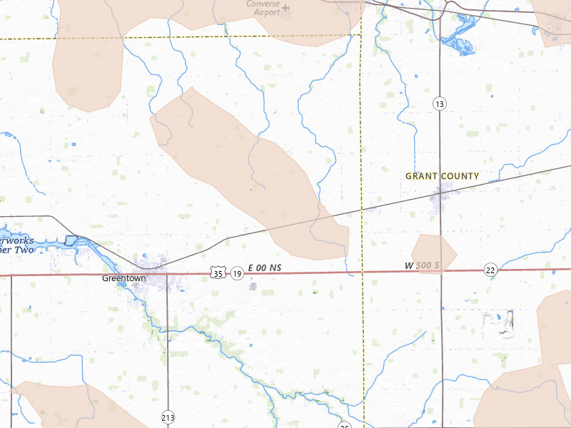 Radar-estimated hail-size map of the storm over Greentown, IN on Aug 11, 2026
