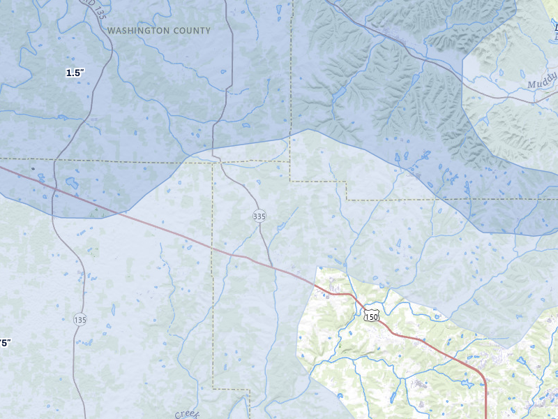 NEXRAD radar-signature map of the hail over Greenville, IN