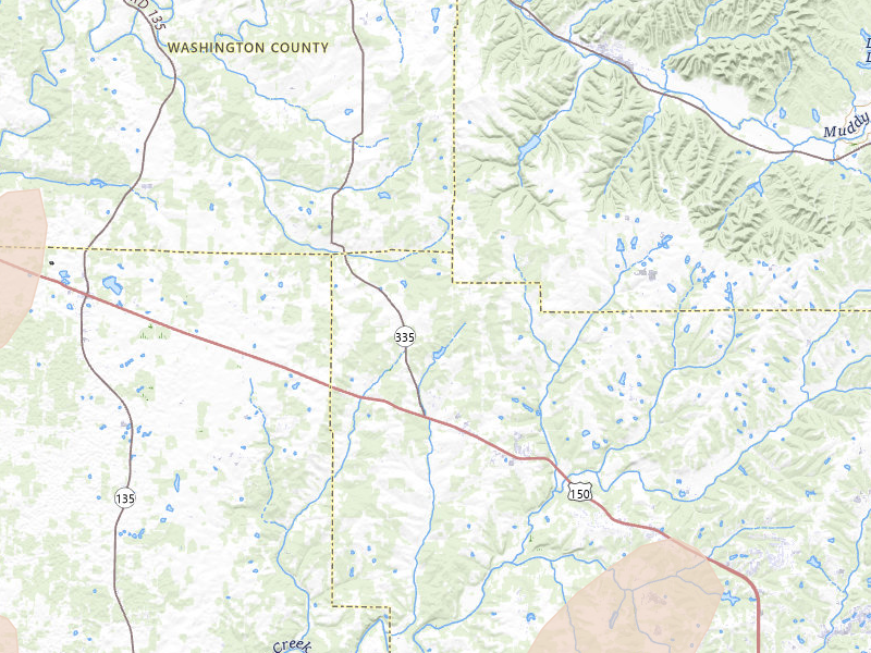 Radar-estimated hail-size map of the storm over Greenville, IN on May 16, 2026