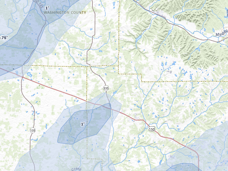 NEXRAD radar-signature map of the hail storm over Greenville, IN on May 16, 2026