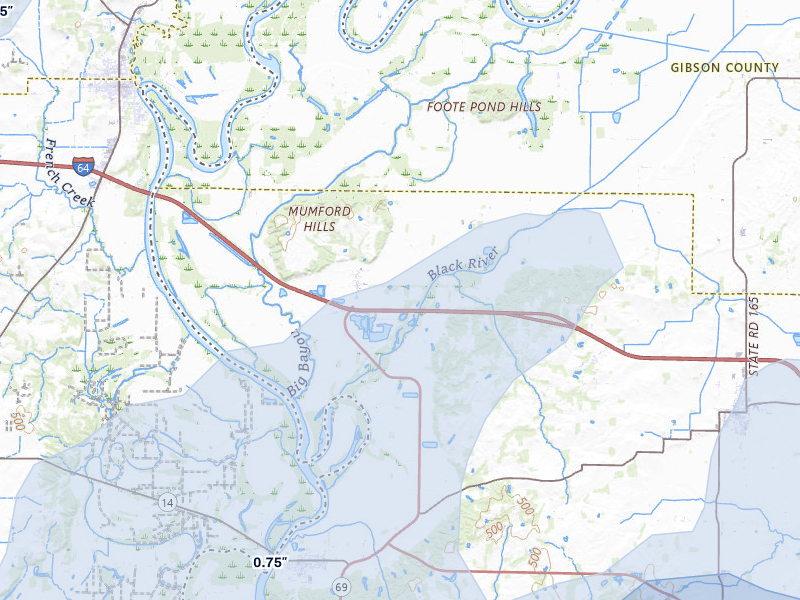 NEXRAD radar-signature map of the hail over Griffin, IN