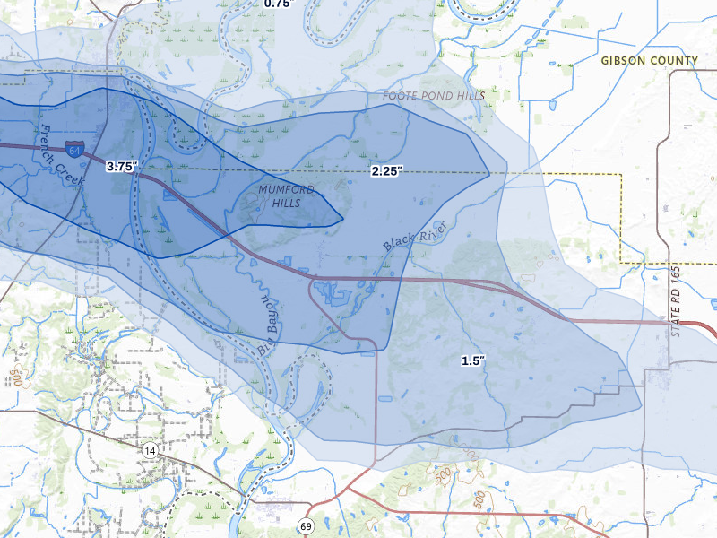 NEXRAD radar-signature map of the hail storm over Griffin, IN on May 16, 2026