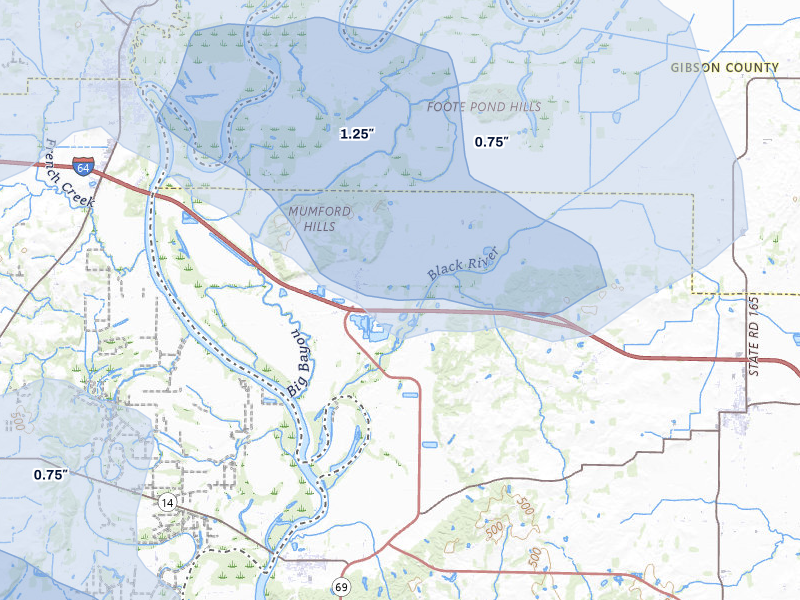 NEXRAD radar-signature map of the hail over Griffin, IN