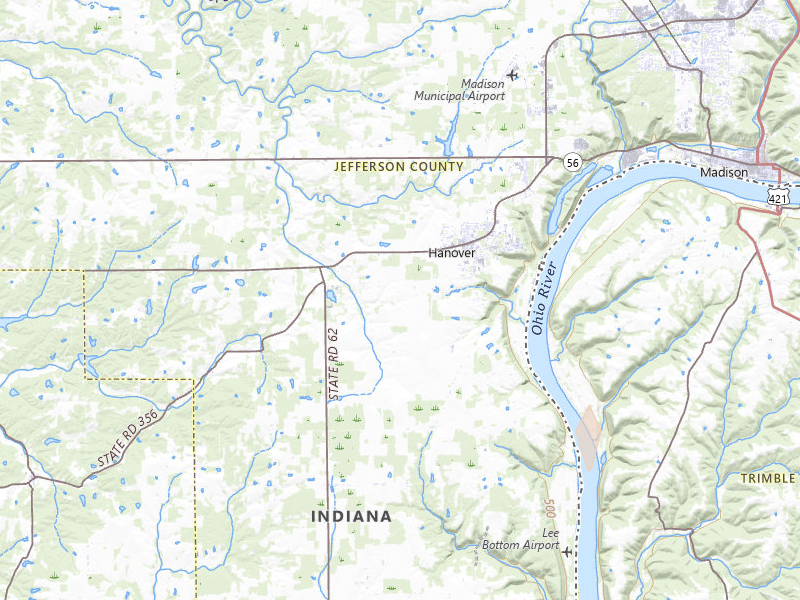 Radar-estimated hail-size map of the storm over Hanover, IN on Apr 27, 2026