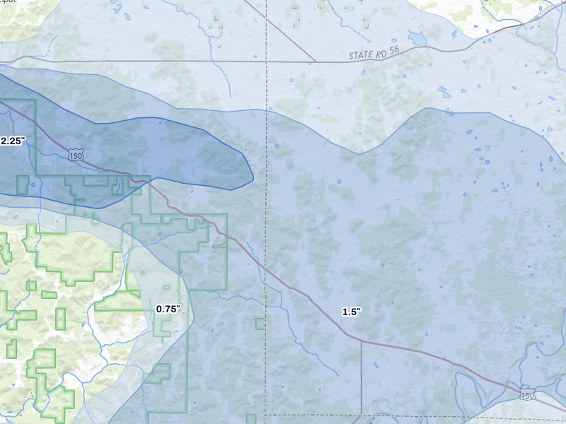 NEXRAD radar-signature map of the hail storm over Hardinsburg, IN on Mar 22, 2026