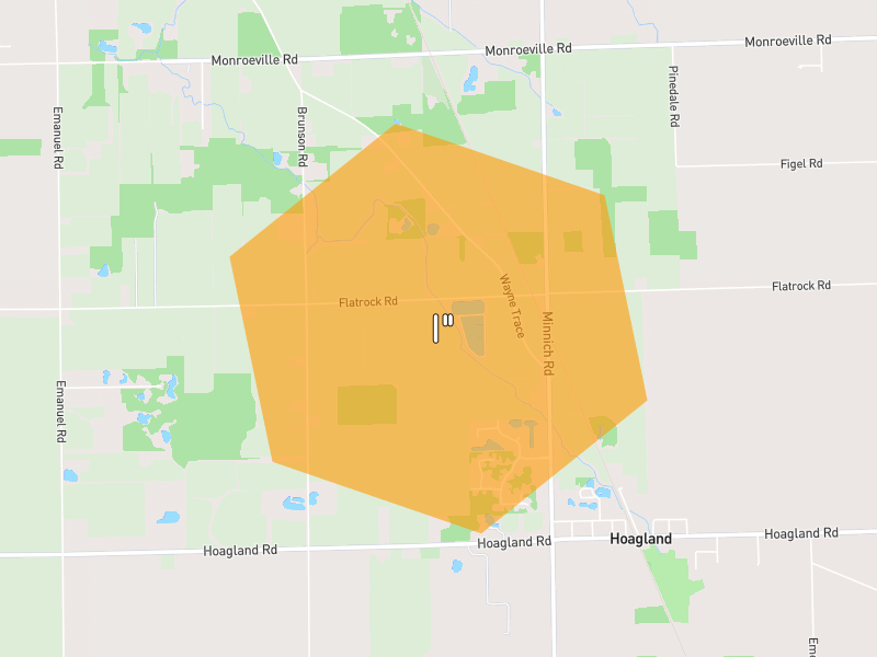 Hail map of Hoagland, IN on Jun 6, 2026, hail up to 1"