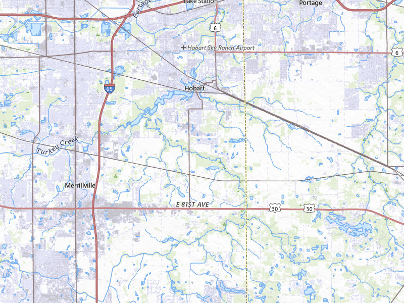 Radar-estimated hail-size map of the storm over Hobart, IN on Jul 3, 2026