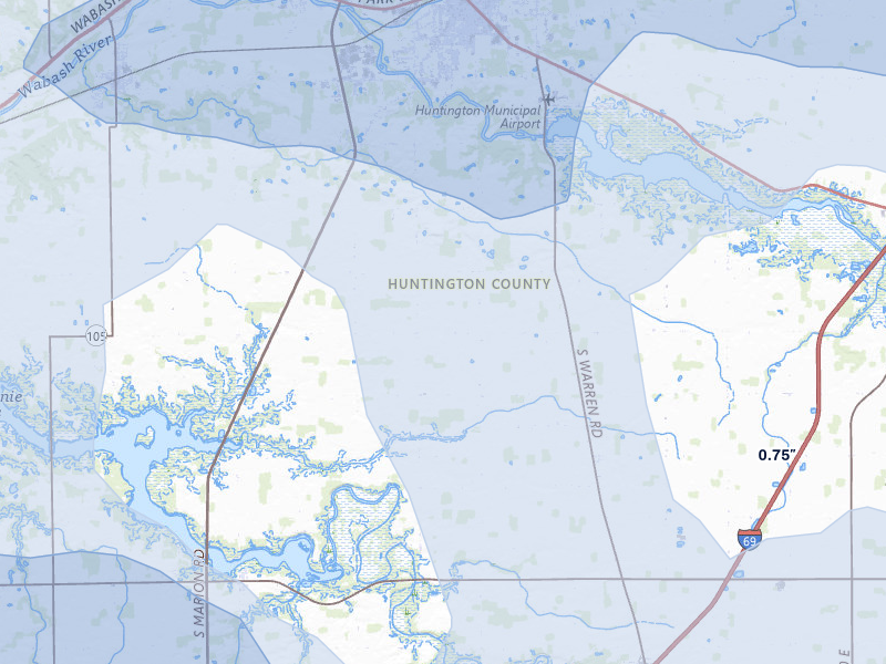 NEXRAD radar-signature map of the hail storm over Huntington, IN on Aug 10, 2026