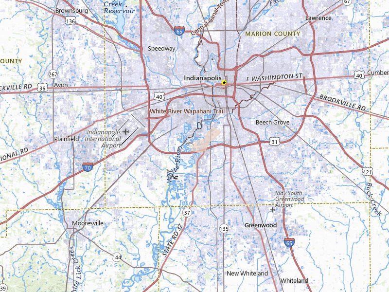 Radar-estimated hail-size map of the storm over Indianapolis, IN on Mar 22, 2026