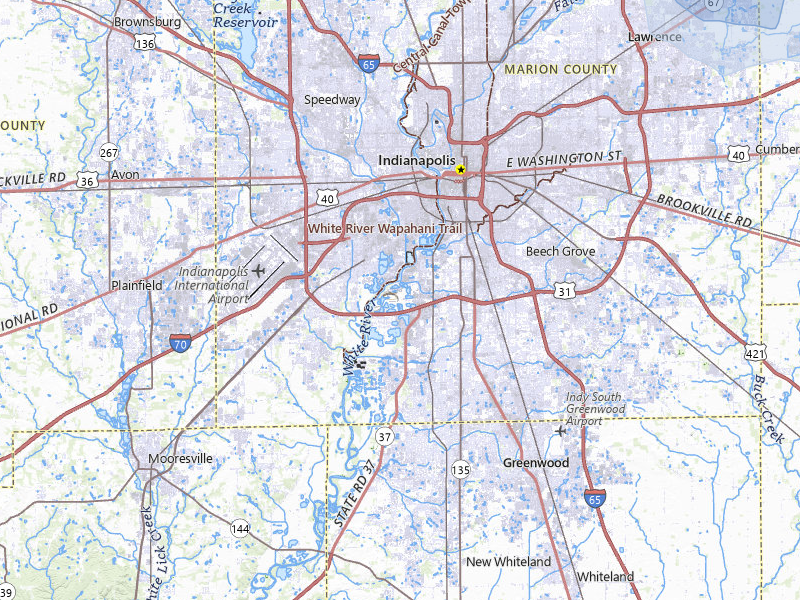 NEXRAD radar-signature map of the hail storm over Indianapolis, IN on Jun 7, 2026