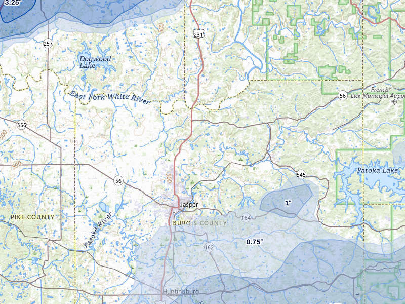 NEXRAD radar-signature map of the hail storm over Jasper, IN on May 16, 2026