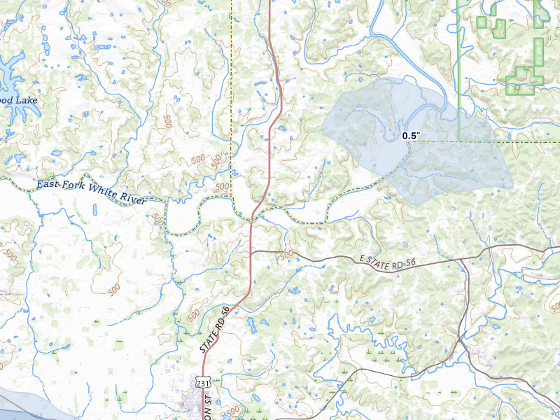 NEXRAD radar-signature map of the hail storm over Jasper, IN on Aug 16, 2026
