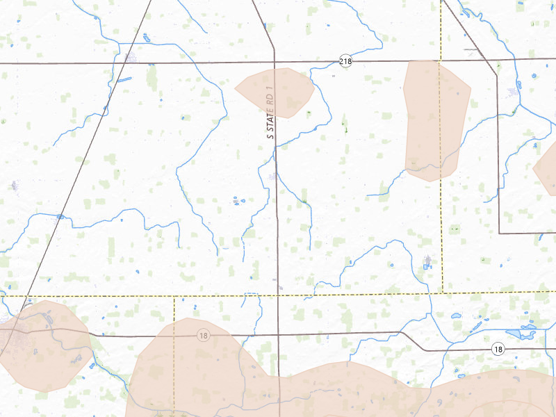 Radar-estimated hail-size map of the storm over Keystone, IN on Mar 22, 2026