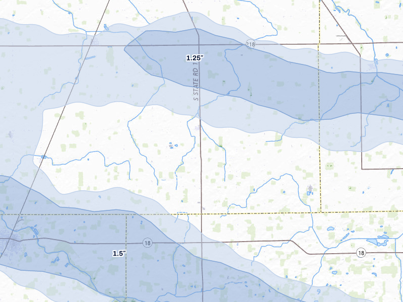 NEXRAD radar-signature map of the hail storm over Keystone, IN on Mar 22, 2026