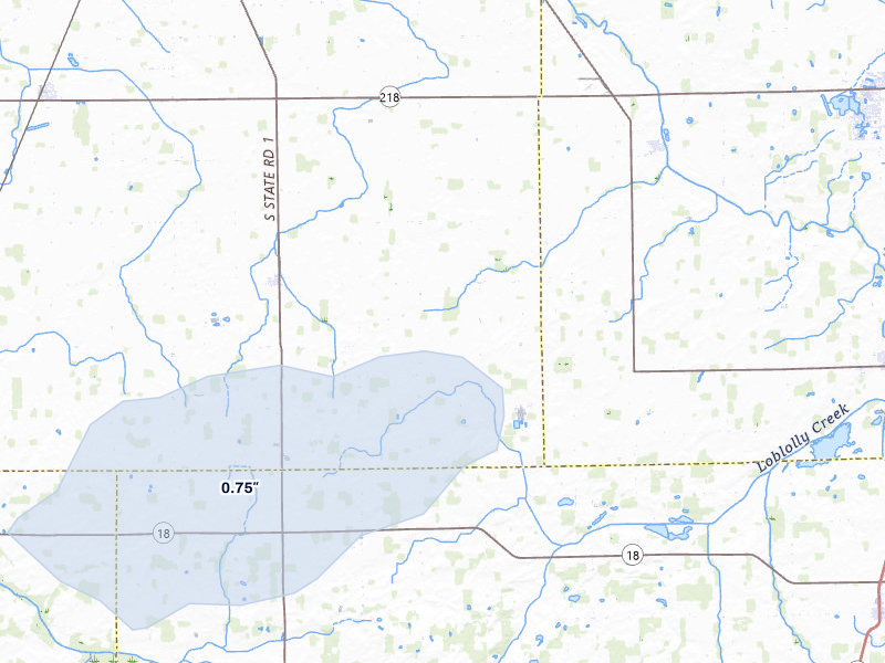 NEXRAD radar-signature map of the hail storm over Keystone, IN on Aug 7, 2026
