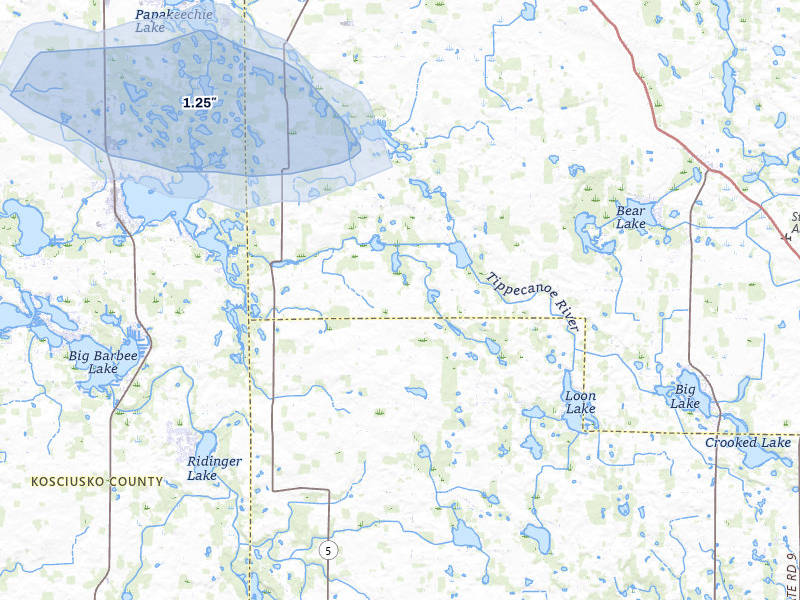 NEXRAD radar-signature map of the hail storm over Kimmell, IN on Apr 22, 2026