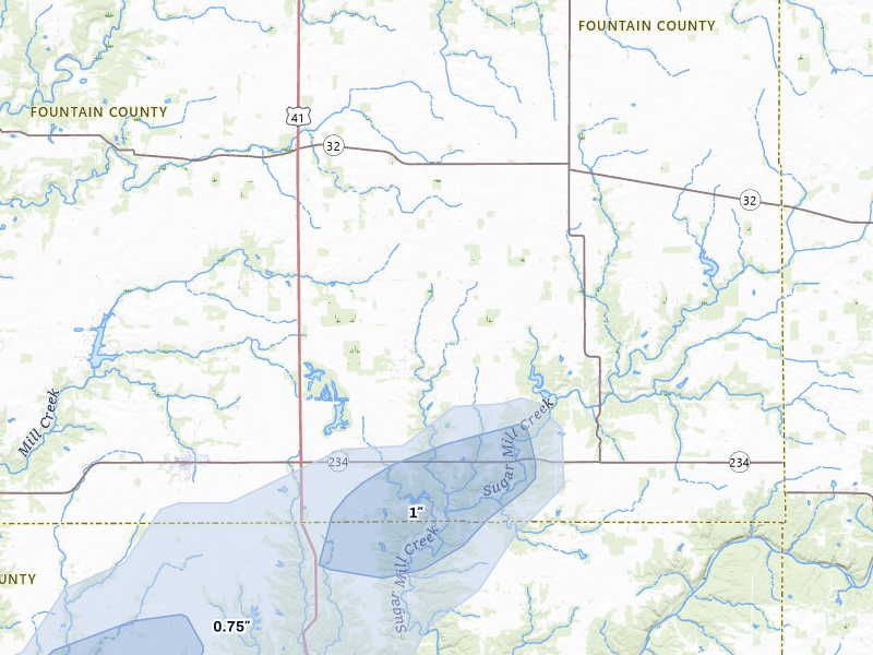 NEXRAD radar-signature map of the hail storm over Kingman, IN on Jun 9, 2026