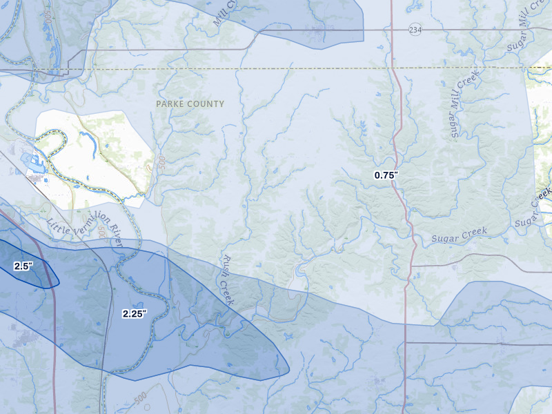 NEXRAD radar-signature map of the hail storm over Kingman, IN on Aug 11, 2026